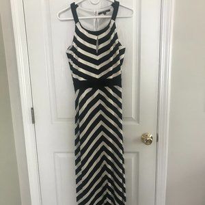 Anne French Black & White Stripped Maxi Dress - M NWOT.